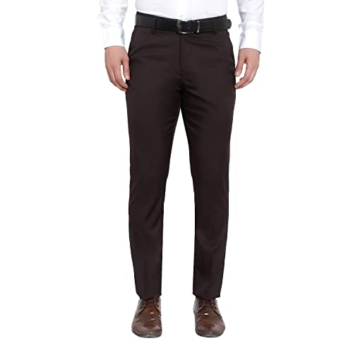 Image of The PS Men's Formal Regular Fit Cotton Blend Black, Dark Grey Combo Trouser (Pack of 2)