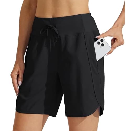 Damen Shorts Sporthose Kurz High Waist Laufhose Sommer Laufshorts Schnelltrocknend Wanderhose Kurze Hose Sport Fitness Running mit Taschen 7″