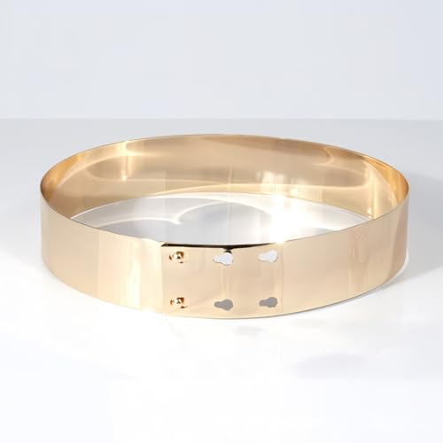 Ulalaza Womens Full Metal Sleek Mirror Plate Waistband Belt Chain Dress Decorated Skinny Golden Silver Belt3