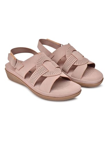 Image of Moshun Women's Criss Cross Matte Finish Flat Sandals | Comfortable Orthopedic Diabetic-Friendly Memory Foam Footbed | Anti-Skid TPR Sole Casual Slip-On Flats for Ladies Dailywear Comfort