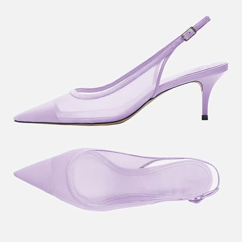 Image of Mesh Kitten Heels for Women Slingback Design with Pointed Toe Breathable and Stylish Elegant Low Heel for Comfort