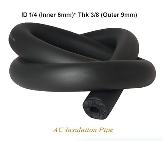 Image of Spinxx 1 /4 ID inch X 3 /8 THK inch Pipe Insulation Foam Tubing, Air Conditioner Heat Insulation Tube, Polyethylene Foam Tube Closed Cell Retardant (Size : 6 mm ID X 9 mm THK) Pack of 2
