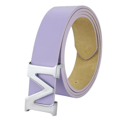 Women’s Leather Belts Removable Letter M Plate Buckle Leather Belt For Jeans Dress