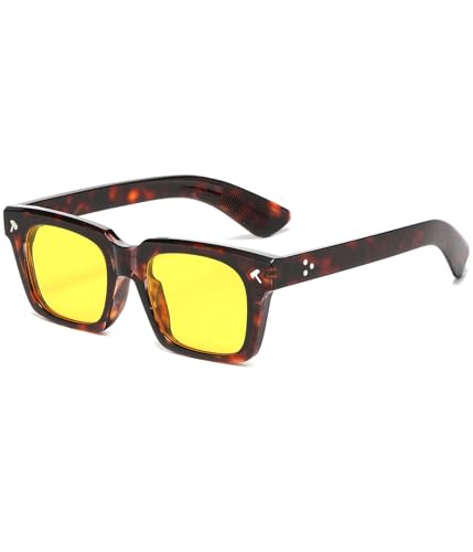 Image of EYLRIM Trendy Square Sunglasses for Men Women Square Frame Sun Glasses with Hammer Shaped Rivet Design