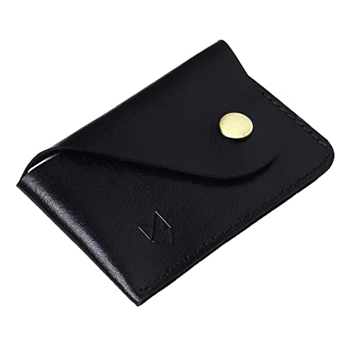 FOXHACKLE Leather Credit Card Holder Wallet for Men and Women | Front Pocket Minimalist Leather Slim Credit Card Case Wallet | Black Color