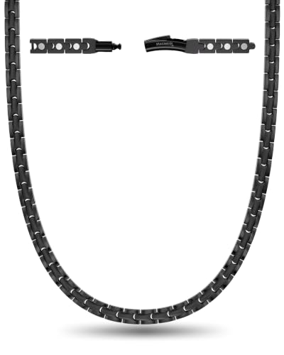 MagnetRX Titanium Magnetic Necklace Ultra Strength Magnetic Necklaces for Men & Women Effective Titanium Necklace with 62 Magnets (Black 22 Inches)