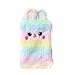 SHINROAD Astuccio a forma di coniglio con due orecchie in peluche liscio metallo cerniera matita borsa per bambini studenti arcobaleno colore