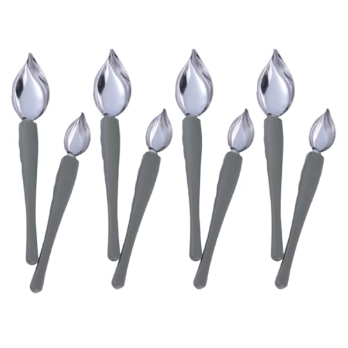 Yardwe 10pcs Cuillères Décoratives en Acier Inoxydable et Silicone pour Décoration Culinaire, Dressage et Pâtisserie, pour Plats Occidentaux et Café