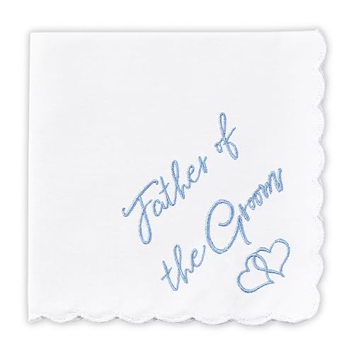 W&F GIFT Wedding Handkerchief - 12 x 12 - Something Blue for Bride on Wedding Day - Mother of The Bride Gifts Bridal Hankie Father Of The Groom Gifts from Brides