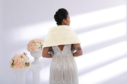 Wedding Fur Shawls and Wraps Women's Fur Scarf Faux Bridal Fur Stole with Brooch for Brides and Bridesmaids2
