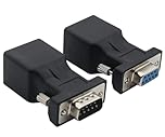 Halokny RS232 DB9 9Pin to RJ45 Ethernet Converter, DB9 Male & Female to RJ45 Female Serial Adapter (1 Set)
