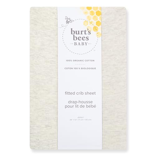 Image of Burt's Bees Baby Organic Cotton Fitted Crib Sheet, Unisex Baby Beddings | A nursery essential crib sheet with 360º elastic that prevents sheets from creeping up on the mattress