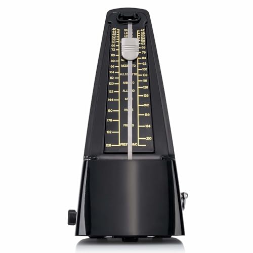 Image of Perlman Traditional Wind Up Mechanical Metronome for Piano Guitar Bass Drum Violin and Other Musical Instruments (Black)