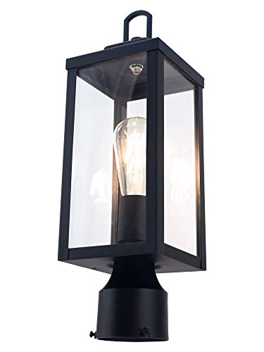 Yaokuem Outdoor Post Light, Pole Lantern, E26 Base 60W Max, Metal Housing Plus Glass, Wet Location Rated, Bulbs Not Included #TOP2