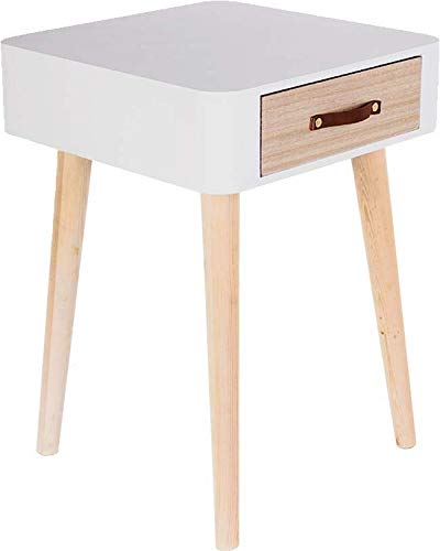 The Home Deco Factory HD Mesilla de noche con cajón (de madera de tablero de fibra de densidad media, tablero DM, gris, 35x35x48 cm