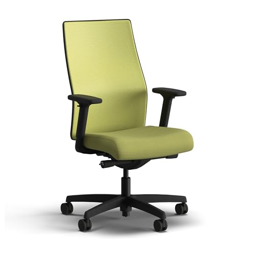 Image of HON Ignition 2.0 Mid‑Back Ergonomic Office Chair, Mesh Task Seating with Lumbar Support, Advanced Synchro‑Tilt, Height and Width Adjustable Arms, Black Frame, Pear