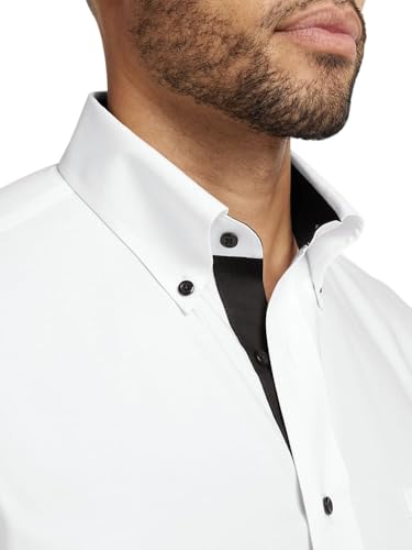 Paul Fredrick Men's Tailored Fit Comfort Stretch Non-Iron Solid Dress Shirt3