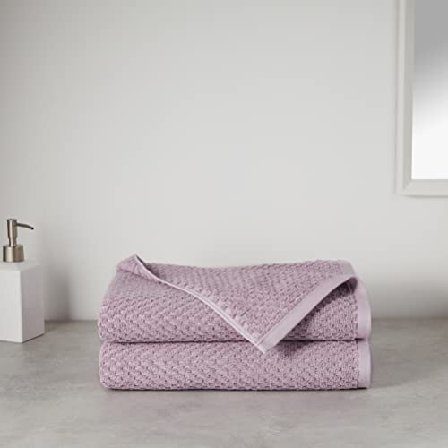 Amazon Basics Odor Resistant Textured Bath Towel, 30 X 54 Inches - 2-Pack, Lavender #TOP4
