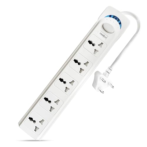 Image of FRONTECH FT-3548 Power Extension Board with 5 Universal Sockets & 1.5M Cable | Multi Plug Extension Cord with Power Safety Switch |Wall Mount Option for Home, Office & Travel (FT-3548)