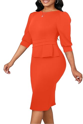 Image of ZVO Midi Dress for Women Pencil Dress Fashion Work Dress Elegant Church Dress High Waist Outfits