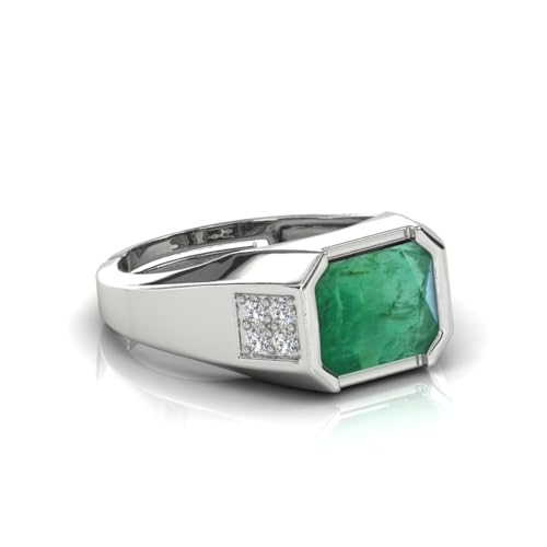7.25 Ct Included Emerald Solitaire Ring,925 Silver Natural Emerald Classic Ring for Anniversary Emerald Shape Green Emerald Christmas Gifted.3