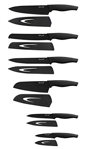 hecef Messerset von 6 mit Passend Klinge Schützend Messerscheide,Schwarz Oxid Set mit Messer,Kratzen Beständig und… - Image 4