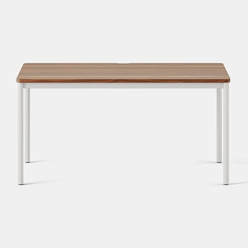 Image of Branch Daily Desk, Functional at Home Office Desk with Effortless Assembly | Timeless Design, Rounded Corners, and Built-in Cable Notch, 58 inch W x 27 inch H x 24 inch D, Walnut, White