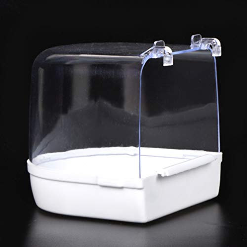 Bird Bath Cage, Multi Cage Bird Bath Covered No-Leakage Bird Bathtub with Hanging Hooks Cage Accessory for Small Bird Parrots Lovebirds Canary Portable Shower