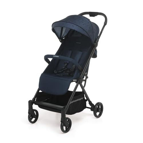 Foppapedretti Passeggino Compatto Voilà, per bambini 0-22 Kg (0-4 anni), Chiusura ad 1 mano, Self-Standing, Schienabile Regolabile, Trasportabile, Porta Oggetti, Telaio in Alluminio, Marina