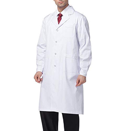 Beautyshow Blouse Blanche de Laboratoire Homme, Infirmières Manteaux de Laboratoire Uniformes Médical Professionnel Blouse de Laboratoire Blanc Vêtements Nurses Lab Coats