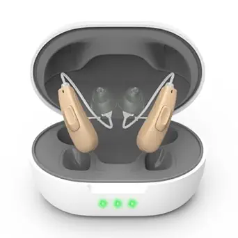 True Hearing Aids (Not Amplifier) 11 Channals Professional OTC Rechargeable Hearing Aids for Seniors Severe Hearing Loss with Noise Cancelling Hearing Aid with Magnetic Charging Box (Light SKin)