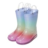 ENEN Bottes de Pluie Enfant pour Garçon et Fille, Taille 23 32 Bottes de Caoutchouc Enfant Impérmeables Semelle Antidérapant pour Maternelle, l'École, l'Extérieur (ST12 Arc en ciel,26)