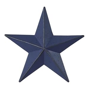 VHC Brands Patriotic Faceted Metal Star Navy Wall Hanging 4×4 Independence Day Decor American Star Design Distressed Appearance Metal Wall Hanging Star Shape Country Navy