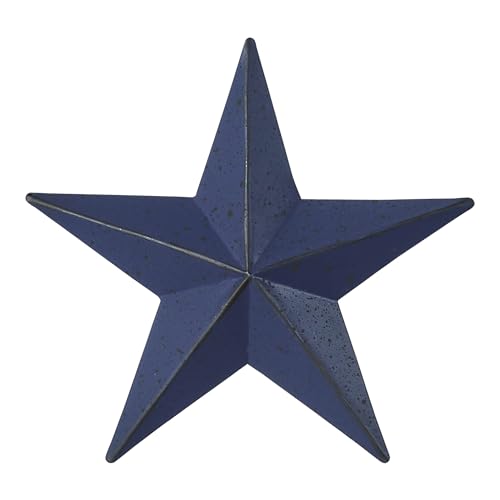 VHC Brands Patriotic Faceted Metal Star Navy Wall Hanging 4×4 Independence Day Decor American Star Design Distressed Appearance Metal Wall Hanging Star Shape Country Navy