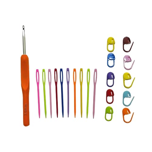 4.00 mm No. 8 Crochet Hook Needle + Locking Stitch Markers (Multi, 10Pcs) + Large Eye Plastic Needle (Multi, 10Pcs) Combo of 21 Pcs-image-23