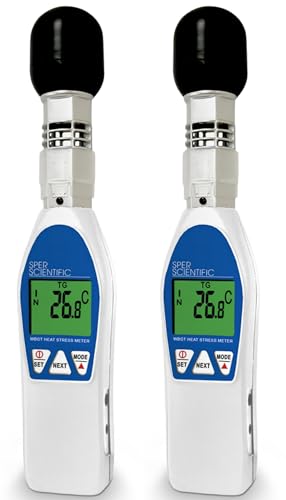 Sper Scientific Wet Bulb Globe Heat Stress Meter 800036 - WBGT Heat Index Monitor with Air Temperature Humidity & Globe Temperature for Workplace Sports & Outdoor Activities - 2 pc