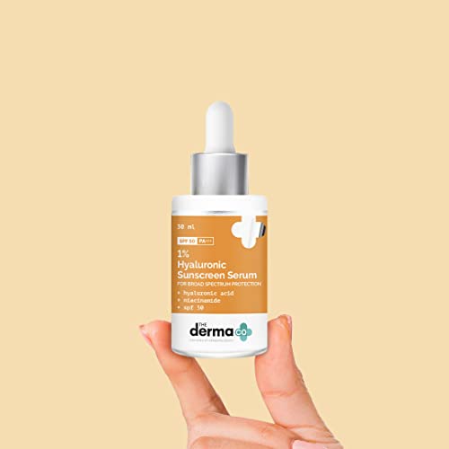 The Derma Co 1% Hyaluronic Acid Sunscreen For All Skin Types Serum With Spf 50 & Niacinamide For Broad Spectrum Protection - 30Ml, Pack Of 1