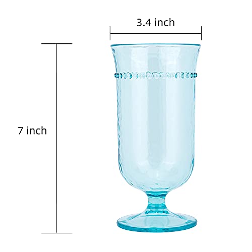 Jx X&G 17 Ounce Stem Wine Glasses, Plastic Water Tumbler | Set Of 6 - Bpa Free/Dishwasher Safe (17 Ounce, Turq) #TOP2