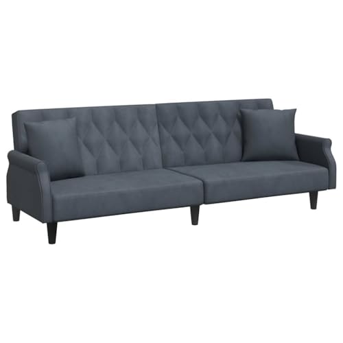 vidaXL Schlafsofa mit Armlehnen Samt Dunkelgrau Bettsofa Bett Liege Sofa Schlafsofa Gästebett Schlafmöbel Sitzbank Sofa Sofa