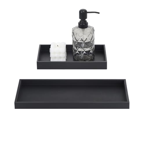 EXELCO 30 + 20 cm badrum dekorativ bricka svart badrum dekorativ bricka liten silikon smyckesskål ljusbricka rektangulär förvaringsbricka badrumsbricka för smycken ljus handduk tvättställ badkar