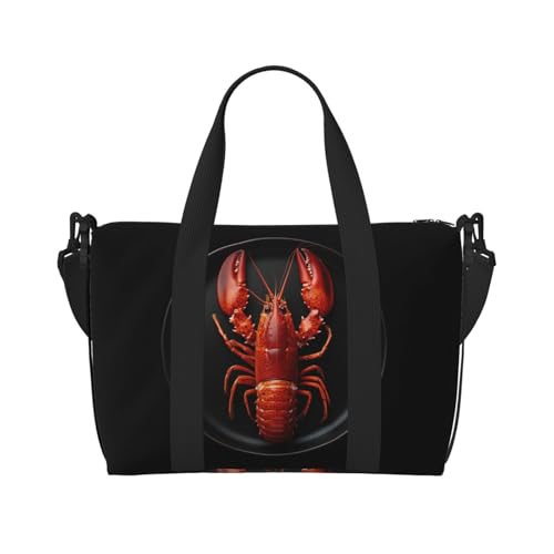 lobster red print Travel Duffel Bag, Sports Tote Gym Bag, Swim Pool Bag Large Shoulder Tote Bag for Beach Weekender