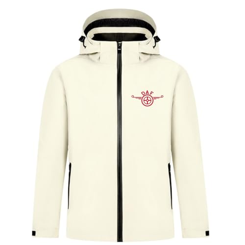 QATOBI Chaqueta Impermeable D.A.F, Chaqueta Cortaviento con Capucha, Ideal para el Aire Libre Campamento Pesca(Beige,L)