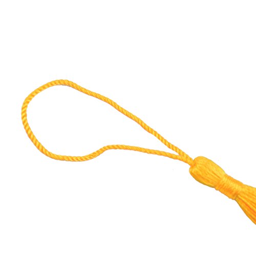 Image of 100pcs 13cm /5 Inch Silky Floss Bookmark Tassels with 2-Inch Cord Loop and Small Chinese Knot for Jewelry Making, Souvenir, Bookmarks, DIY Craft Accessory (Royal Gold)
