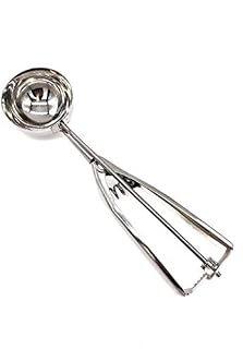 TIJAR Ice Cream Scoop - Traditional Stainless Steel 6cm Scooper with Trigger - for Ice Cream Mash Potato Cupcake Mix Cookie Dough - Non Stick Metal Kitchen Utensil (1, Stainless_Steel)