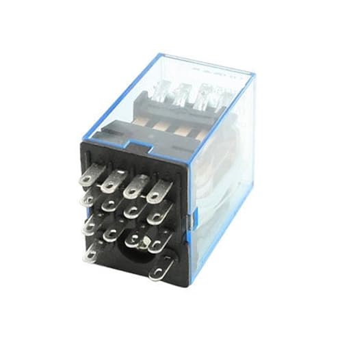 Relé de potencia de 14 pines con conmutación simultánea 4PDT y luz LED