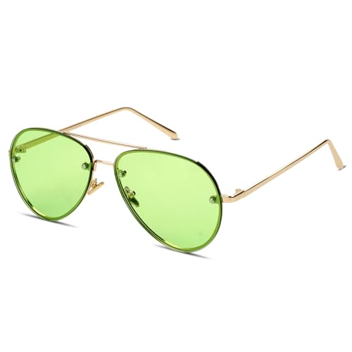 Image of Xpectrum Classic Double Bridge Metal Aviator Sunglasses for Women Men Trendy Retro UV400 Rimless Sun Glasses