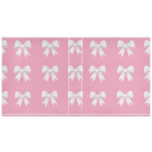 Image of White Bows Pink 3 Ring Binder with 2 Interior Pockets 1.5 inch Binders 3 Ring Heavy Duty Fit 8.5 inch x 11 inch Letter for Office School, 2 Pack