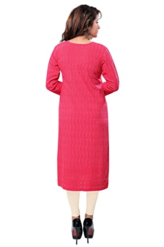 Image of DARIKA Women's Cotton Chikankari Straight Kurti Multiple Color in from Small to Plus Size.