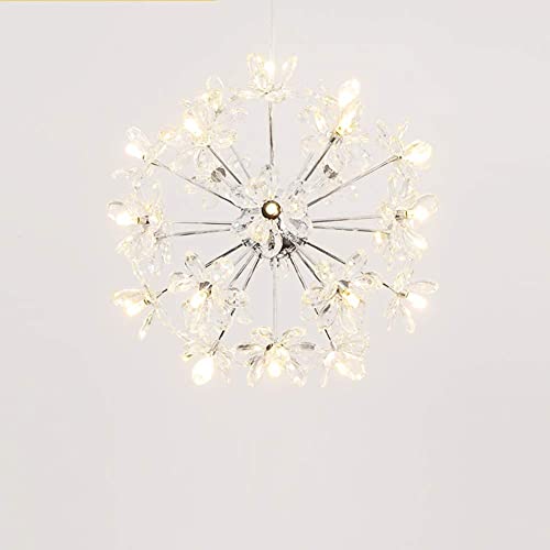 Luminaire américain de luxe léger en cristal de fleur et finitions chromées