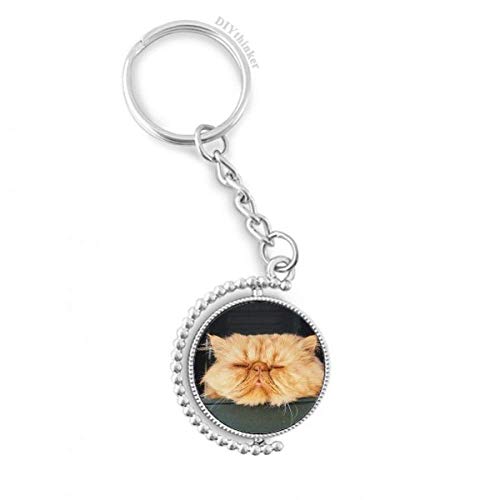 Porte-clés chat jaune à cordon rotatif DIYthinker 3 x 9 cm